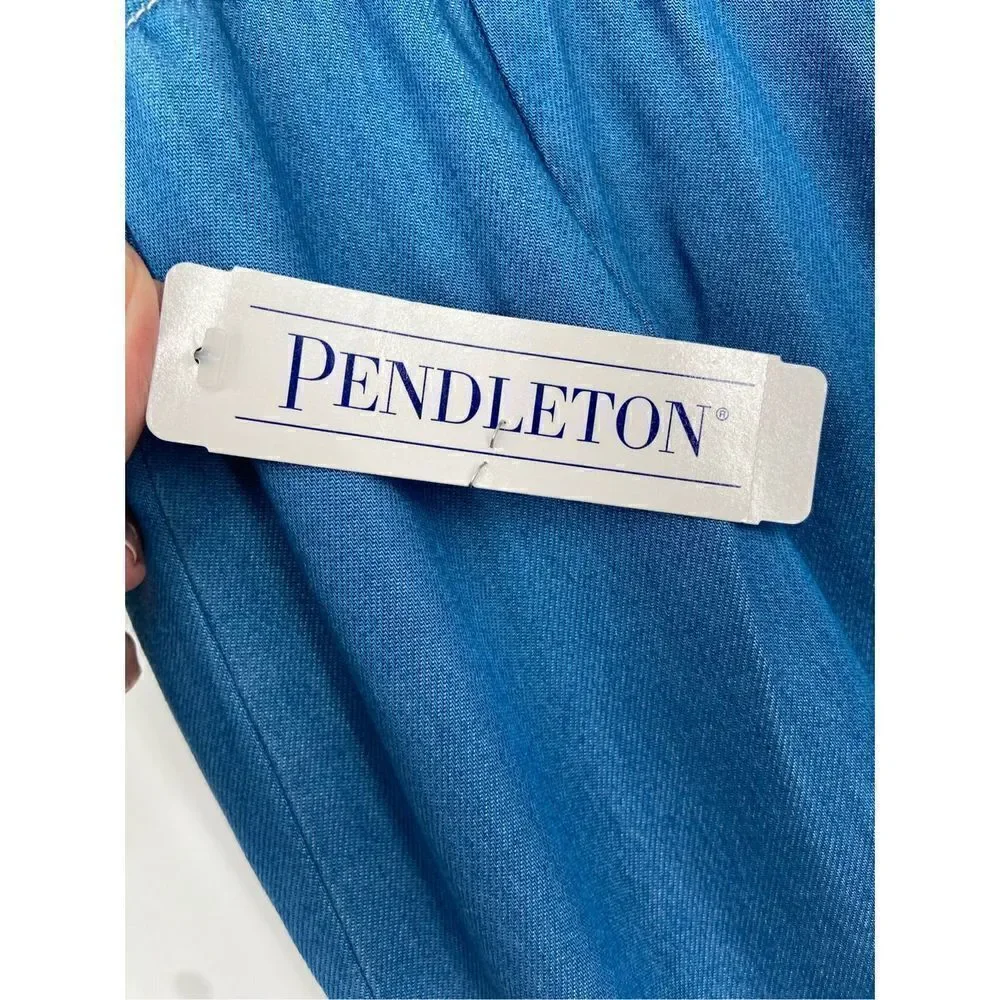 Pendleton Wide Leg Cropped Comfort Pants Blue Size 12 NWT - Picture 10 of 10